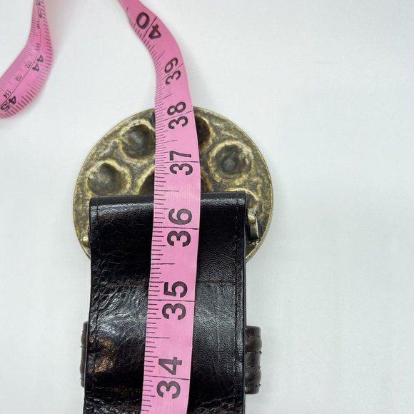 Per Se Brown Leather Belt Brass Buckle 516395 "XS" Vintage 90's - Picture 12 of 14